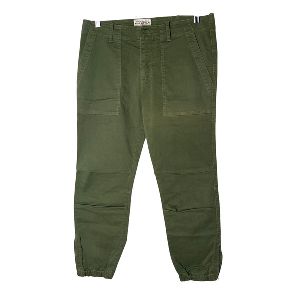 NEW! Nili Lotan 8 French Military Pants Slouchy Cropped Cargos Cotton Army Green - Picture 2 of 14